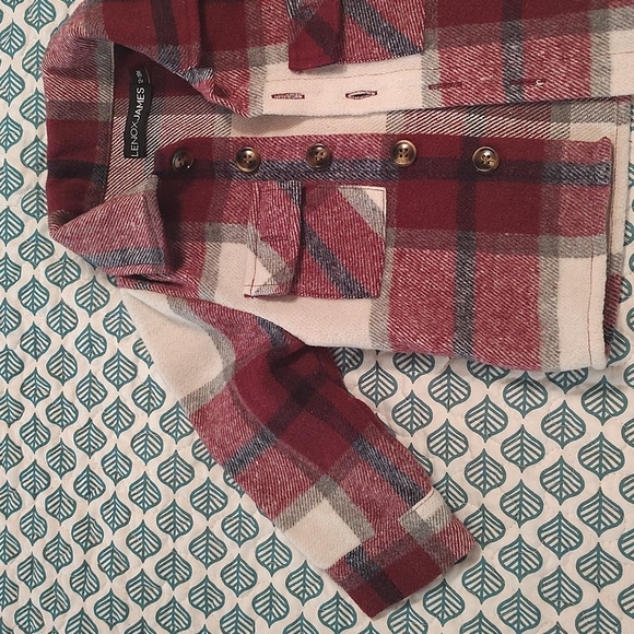 Lenox James Red Plaid Shacket 12-18 Months Button Up Collar Flannel - Picture 3 of 6